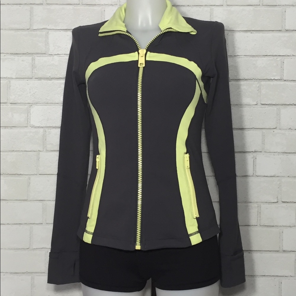 Lululemon define jacket grey neon yellow size 6